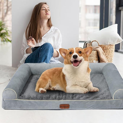 Dog Beds Large Sized Dog, Orthopedic Dog Bed, Waterproof Dog Bed, Washable Dog Bed, 39" x 23" x 7" Light Gray