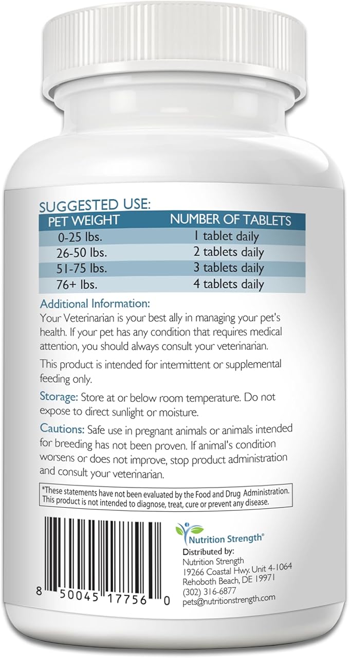 9-in-1 Valerian Root for Dogs 200mg Chamomile 160mg Blue Vervain 90mg Passion Flower 80mg Ginseng 60mg Nutmeg 55mg St John's Wort 50mg Skullcap L-Tryptophan for Dogs 120 Tablets