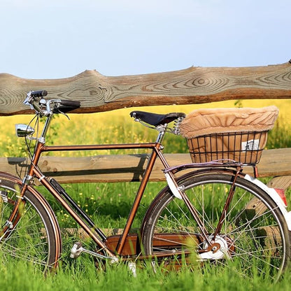 ANZOME Dog Bicycle Basket Liner, Warm and Soft Small Pets Bike Basket Cover with Durable Canvas Outside,Easy to Install Comfort Padded Bike Basket Liner for Dog Carrier(Basket Not Included)