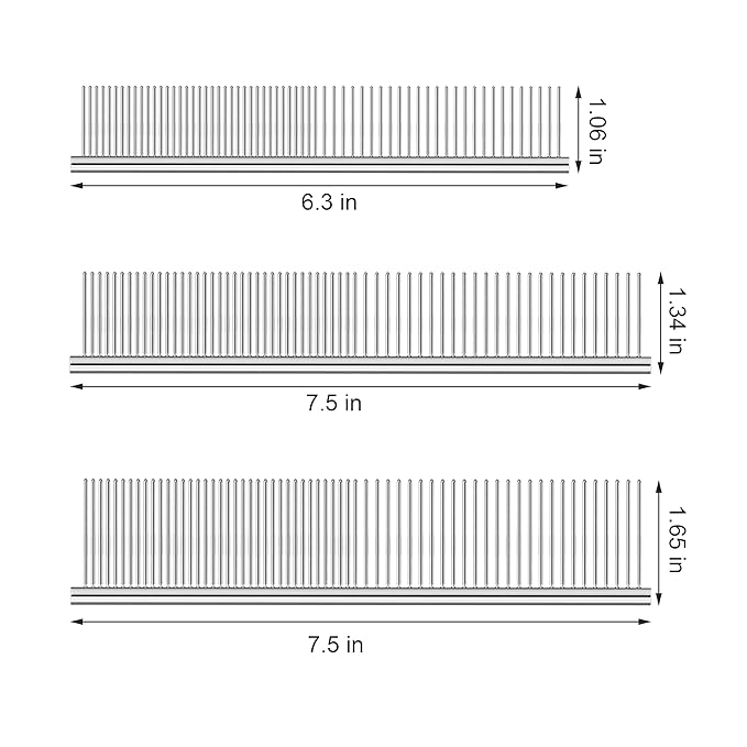 3 Pack Metal Comb For Dogs,Cat Grooming Comb,Dog Combs,Doodle Comb,Shedding Comb,For Professional Grooming Tool For Long And Short Haired Dog,Cat And Other Pets. (Large Medium Small), Metallic