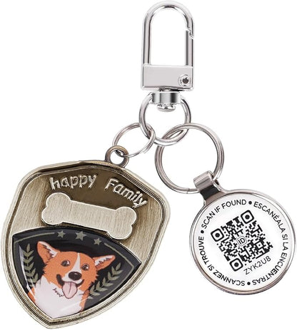 Dog Tags Personalized QR Code Dog Tags, Retro Brass Personalized Pet ID Tags Modifiable Pet Online Profile (Corgi-1)