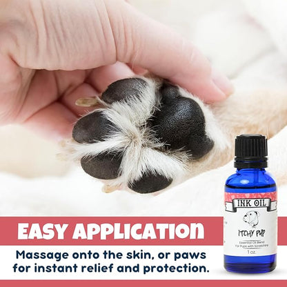 Ink Oil Itchy Pup | Itch Relief Supplement for Dogs | Calms & Soothes Rashes, Dry Skin & Insect Bite | 100% Natural Liquid Drop Pet Health Skin Care | Fast Skin Relief Therapeutic Essential Oil - 1 oz