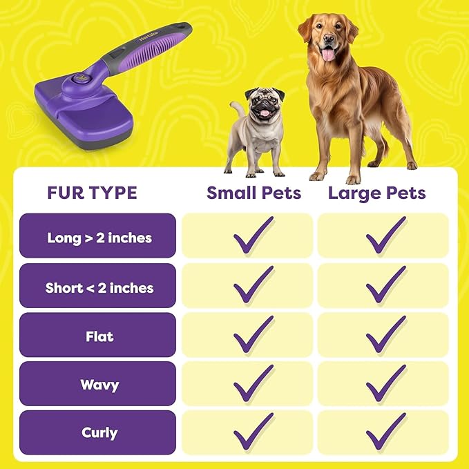 Hertzko Dog Brush - Self-Cleaning Slicker Brush for Dogs and Cats - Gently Removes Loose Hair, Tangles, and Dirt - Regular Size Grooming Brush for Sensitive Skin, Suitable for Long or Short Coats