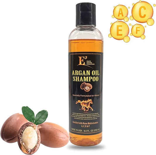 E3 Argan Oil Shampoo - Moisturizing Pet Shampoo, Hair Shampoo Argan Oil, Hair Shine, Shampoo De Caballo, Gentle Formula, Good for Dogs Too (8 fl oz)