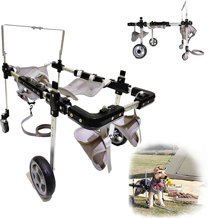 Dog Wheelchair,Lightweight Aluminum Frame with Handle,Extended Leg Straps,Includes Leash,Fits Pugs,French Bulldogs,and Schnauzersï¼_iddle Sizeï¼/Beagle,Corgi,and Cocker Spanielï¼_arge Sizeï¼