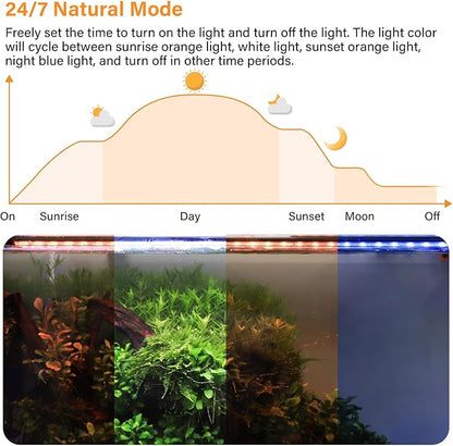 hygger Submersible LED Aquarium Light, 8W 7 in 24/7 Mode Fish Tank Light with 5 Rows Beads, with Timer 9 Colors and Adjustable Brightness, Full Spectrum IP68 Waterproof Light for Fish Tank 8-17 inch