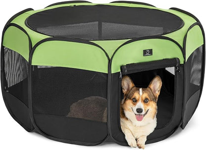 A4Pet Dog Playpen, Portable Pet Playpen, Foldable Dog Playpen Indoor/Outdoor - Ideal for Puppies, Kittens, and Small Animals - Removable Zipper & Collapsible Travel Bowl