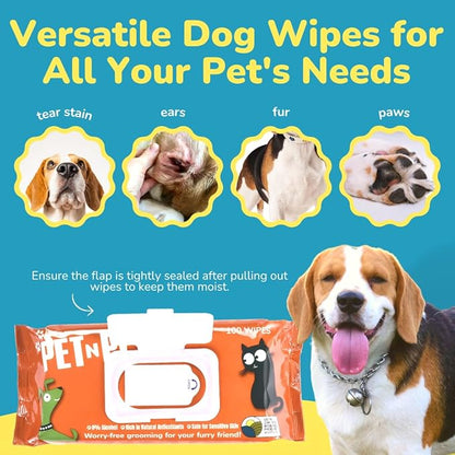 Pet N Pet 720 Counts, Unscented Dog Poop Bags Rolls, 38% Plant Based & 62% PE + 100% Plant Based Dog Wipes for Paws and Butt, 100 Counts Dog Pet Wipes, 8" x 8" Hypoallergenic Unscented Wipes