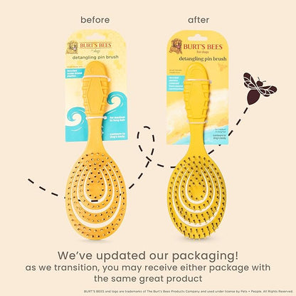 Burt_ Bees for Pets Detangling Pin Brush for Dogs with Medium to Long Hair with Handle Made from Recycled Plastics Collected from Coastal Communities | Dog Brush Removes Tangles and Loosens Matting