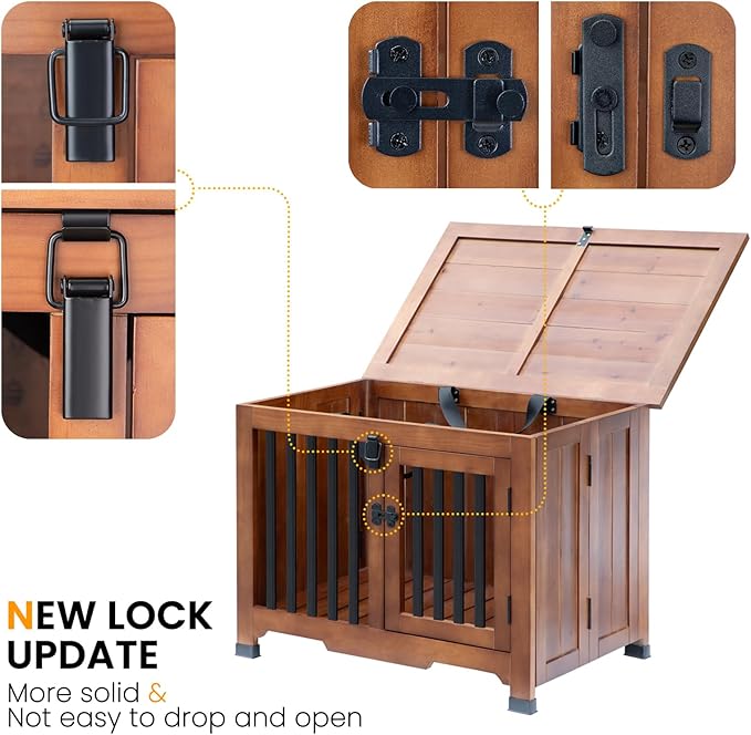 Wooden Dog Crate Furniture,Foldable and Portable Dog Kennel Furniture Indoor,Decorative Dog Crate End Table No Assembly.(Medium,Brown)