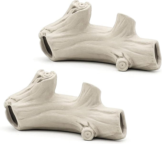 Aquarium Decorations Ceramic Artificial Stump Cave,Betta Fish Tank Accessories Hollow Tree Stump Decor 2-Piece Set