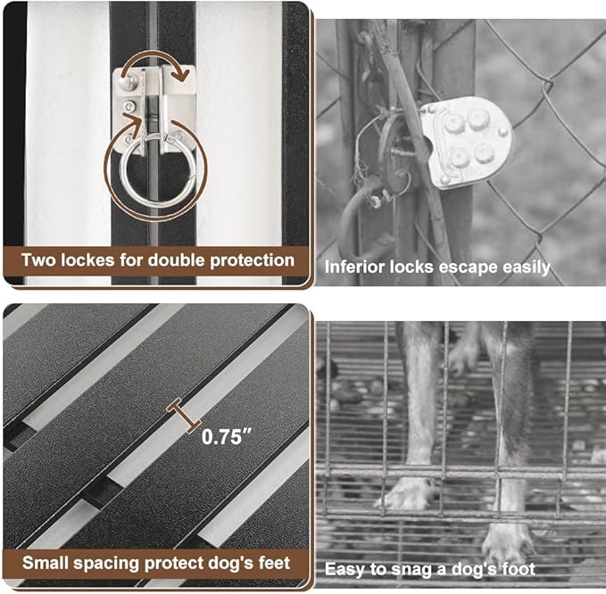 40" Dog Crate Furniture, Wooden Pet Crate End Table Decorative Dog Kennel Furniture, Heavy Duty Dog Cage for Large and Medium Dogs, Three Doors with Double Protection Lockes, Rustic Brown