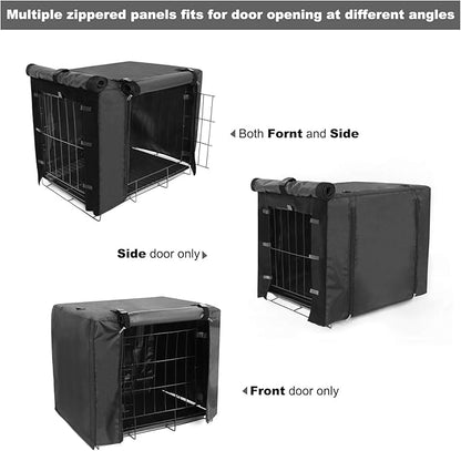 Durable Dog crate cover Double Door for large pet cover Kennel Covers Universal Fit for 48 inches Wire Dog Crate (48 Inch (48" L x 30" W x 33" H))-Black