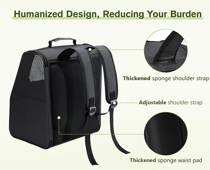 Pecute Cat Backpack Carrier, Small Dog Backpack Carrier, Pet Backpack Carrier for Cats Dogs Puppy Kitten, Cat Carrier Bag Carrying for Travel Hiking Bike Riding Walking Outdoor,Black