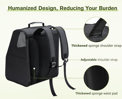 Pecute Cat Backpack Carrier, Small Dog Backpack Carrier, Pet Backpack Carrier for Cats Dogs Puppy Kitten, Cat Carrier Bag Carrying for Travel Hiking Bike Riding Walking Outdoor,Black