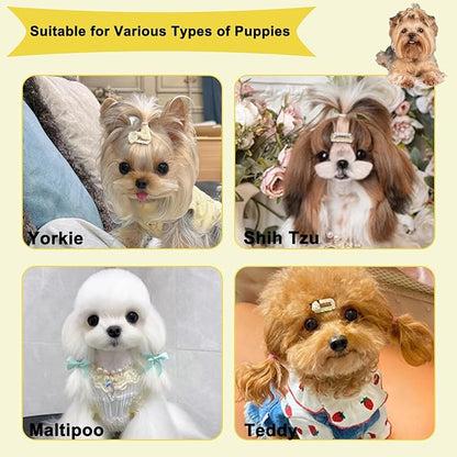 3 PCS Puppy Brush Grooming Kit, Stainless Steel Flea Comb, Fit for Yorkie, Shih Tzu, Maltipoo, Soft Bristle (Yellow)