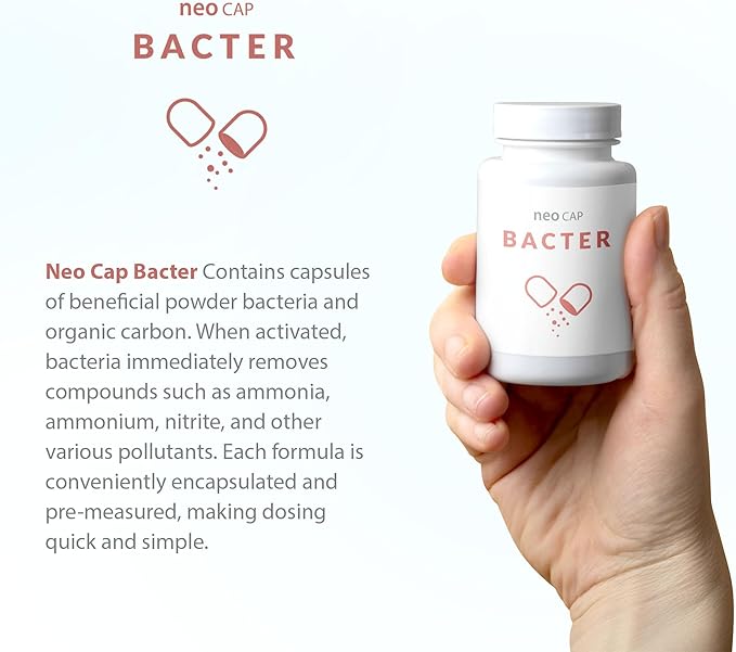 Neo Cap - Water Conditioner for Aquarium Tank - Enhances Biological Filtration, Improves Water Quality, Safe for Freshwater & Saltwater - Bacter, 20 Capsules