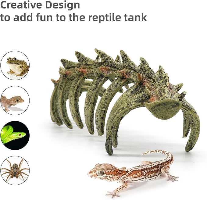 Aquarium Skull Animal Skeletons, Reptile Tank Accessories, Fish Tank Decorations for Amphibians, Betta Fish, Shrimp, Hermit Crab, Leopard Gecko