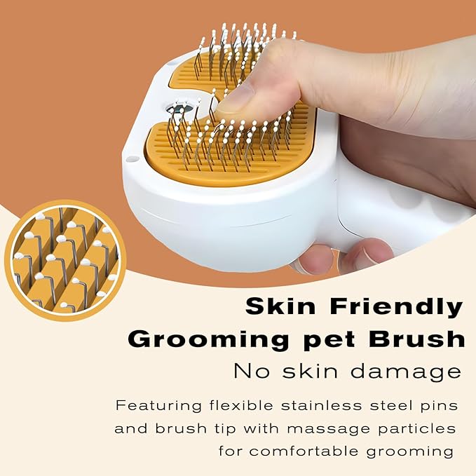 Pet Steam Brush for Dog & Cat  3-in-1 Spray Hair Removal Comb  Steam Brush for Shedding & Grooming  Spritz Defur Comb  Includes Waterless Shampoo & Dental Wipes