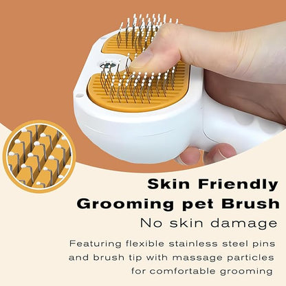 Pet Steam Brush for Dog & Cat  3-in-1 Spray Hair Removal Comb  Steam Brush for Shedding & Grooming  Spritz Defur Comb  Includes Waterless Shampoo & Dental Wipes