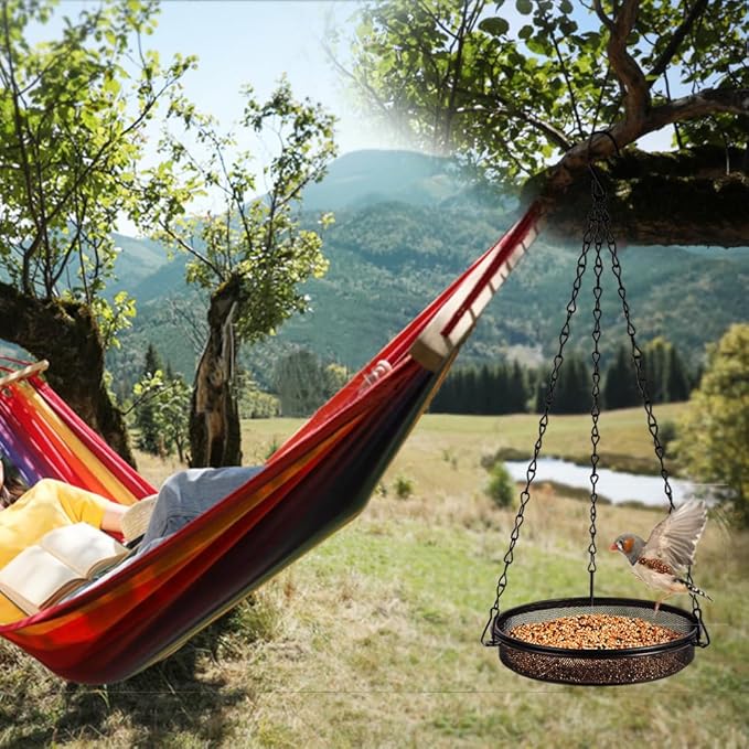 Hanging Bird Feeder & Tray&Metal Mesh Platform & Feeder Hanging for Outdoor Garden Yard Perfect for Attracting Bird