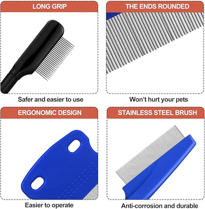 5 Pieces Dog Eye Combs Tear Stain Remover Combs Pet Grooming Comb for Small Dogs Gently Removing Eye Mucus and Crust (Blue, Black)