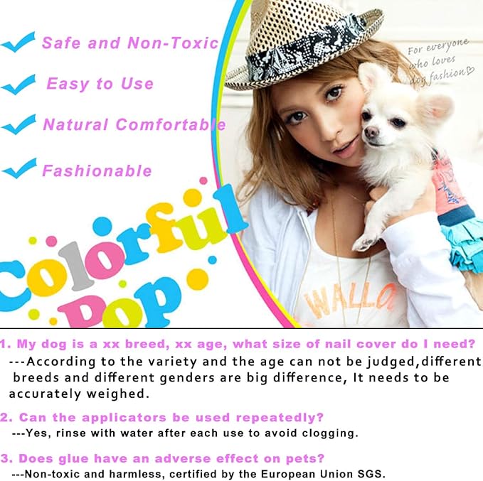 VICTHY 120pcs (12 Colors) Dog Nail Caps | Dog Claw Covers Dog Nail Covers with Adhesives Glue and Applicatorsï¼_XLï¼