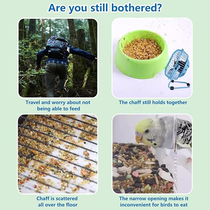 Hamiledyi No Mess Bird Feeders Water Dispenser Set Automatic Parakeet Cage Feeder with Perch Transparent Acrylic Container Parrot Cage Accessories for Canary Budgie Lovebirds Finches