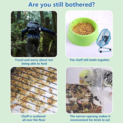 Hamiledyi No Mess Bird Feeders Water Dispenser Set Automatic Parakeet Cage Feeder with Perch Transparent Acrylic Container Parrot Cage Accessories for Canary Budgie Lovebirds Finches