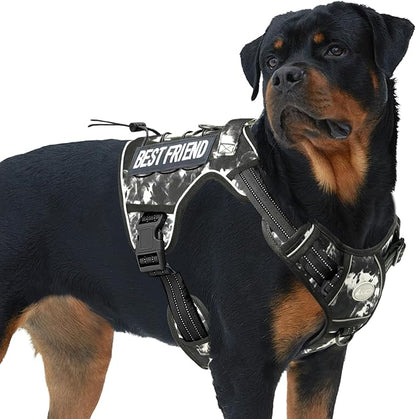 AUROTH Tactical Dog Harness for Small Medium Large Dogs No Pull Adjustable Pet Harness Reflective K9 Working Training Easy Control Pet Vest Military Service Dog Harnesses (XL, Black Ink)