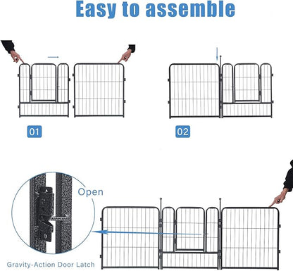 Dog Playpen, Dog Fences for The Yard, Portable Outdoor Dog Playpen for Large/Medium/Small Dogs, Foldable Metal Dog playpen, with Doors (16 Panels, 24")