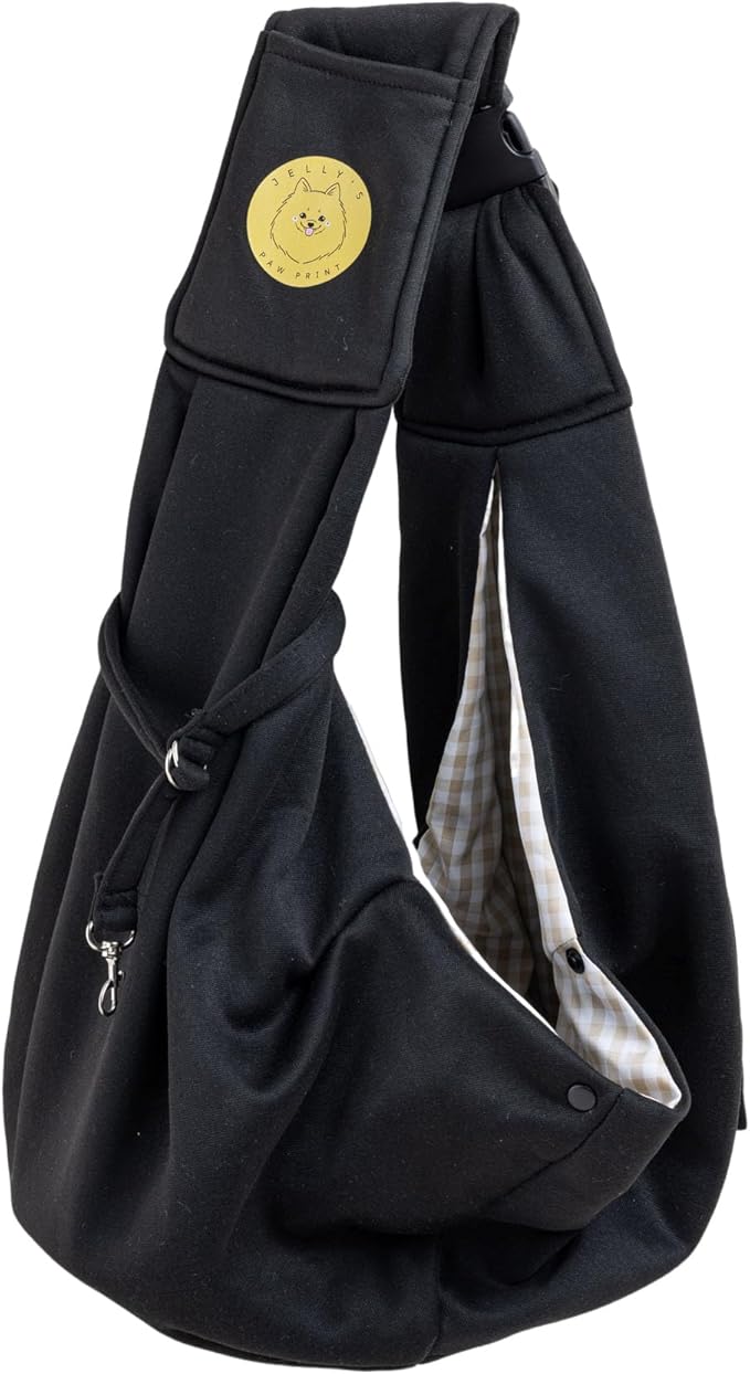 Dog Sling Carrier with Pet Hair Remover, Hands-Free Pet Carrier, Escape Proof, Adjustable Shoulder Strap with Zipper Pockets Suitable for Small Size Dogs Cats Puppy Kitten (Black)