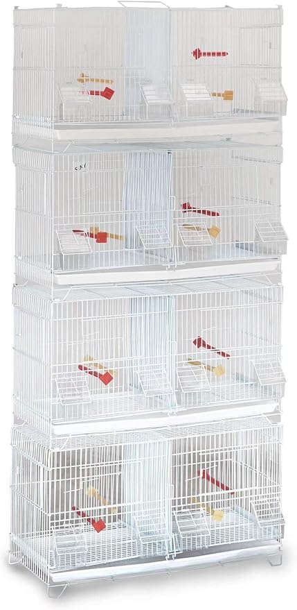 Seny Set of 4 Stackable Breeding Bird Cage for Canary Finch Small Birds (White)