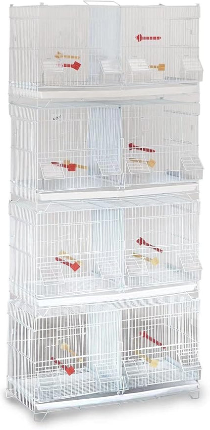 Seny Set of 4 Stackable Breeding Bird Cage for Canary Finch Small Birds (White)