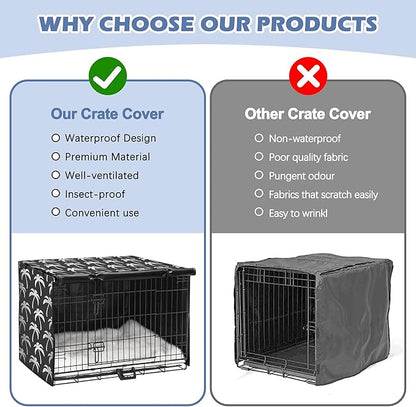 Akinerri Dog Crate Cover - Double Door Waterproof Pet Kennel Cover, Durable 600D Polyester Protective Cage Cover for 24/30/36/42/48 Inch Dog Crate - Blackprint