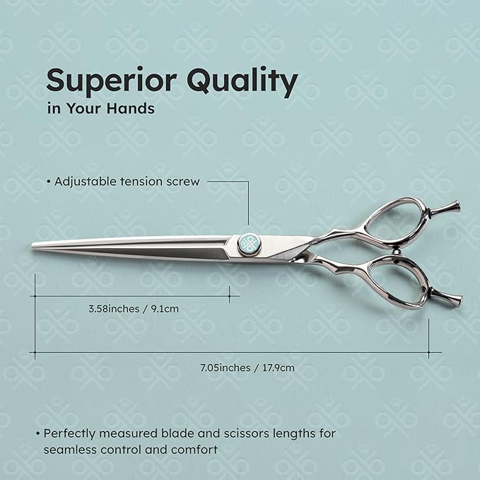 7" Dog Grooming Scissors  Sawtooth Blade, VG10 Stainless Steel for Sharpness, Durability, and Edge Retention, Perfect for Grooming Maltese, Yorkie, Schnauzer