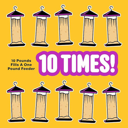 Nut & Fruit Wild Bird Seed  10 lb. Gourmet Bird Food with Sunflower Hearts, Peanuts, Tree Nuts & Real Fruit  No Corn, Milo or Millet Bird Seed for Outside Feeders