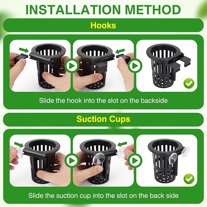 2025 New Upgraded Large Aquarium Plant Holder with 1.57-inch Extension Hooks and Suction Cups for Fish Tank Aquaponic Plant Cultivation and Aquascape Accessories Decorations (4 PCS)