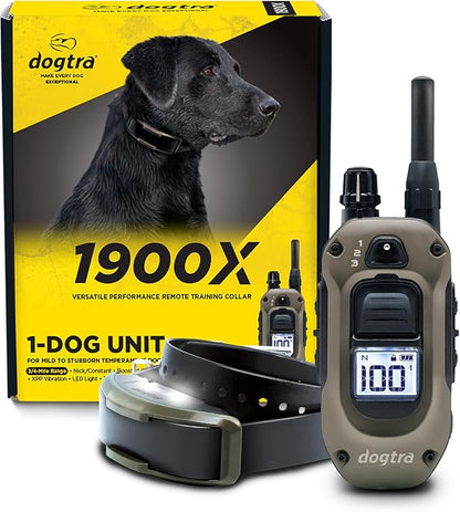 Dogtra 1900X E-Collar for Dog Training - 3/4 Mile Range, Dogs 35 lbs+, IPX9K Waterproof, 100 Stimulation Levels, Vibration, Tone, Rechargeable - Ideal for Dog Owners and Professional Trainers