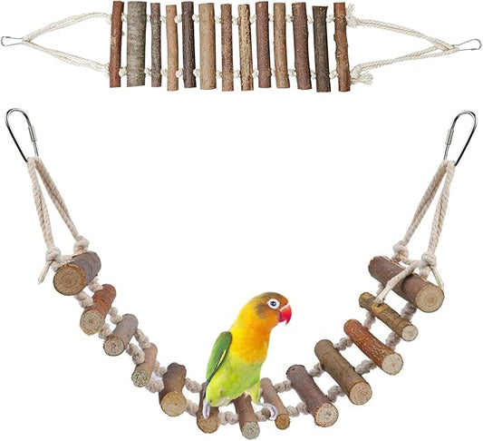BNOSDM Wooden Bird Rope Ladders 2 Pcs Birds Ladder Bridge Toy Parrot Cage Ladder Parakeet Swing Suit for Budgie, Lovebird, Conure, Cockatoo, Finch