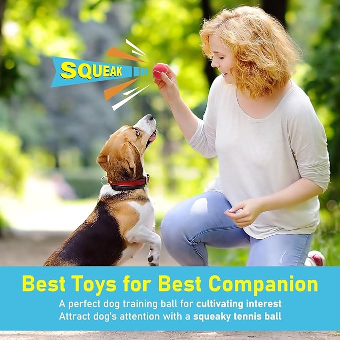 PrimePets Mini Tennis Balls for Dogs, 2 Inch Squeaky Dog Toys, Interactive Dog Toy Balls for Indoor Outdoor, Dog Squeaky Toys for Small & Medium Dogs