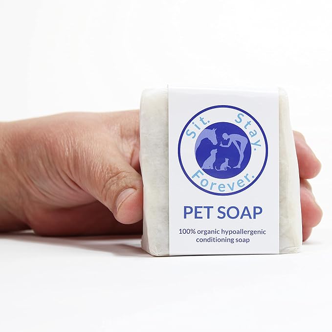 Vegan Organic Pet Soap/Bar Shampoo Big 7 oz bar, Hypoallergenic, Organic Oatmeal, Olive & Coconut Oils, Shea Butter, Vitamin E and Neroli Essential Oil.