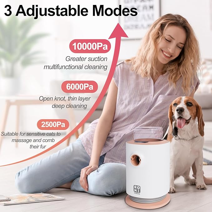 Dog Grooming Kit with Pet Grooming Vacuum 10000pa Low Noise 5 Pet Grooming Tools,og Clipper, Shedding Brush, Cleaning Tool in 1, for Cat Dog