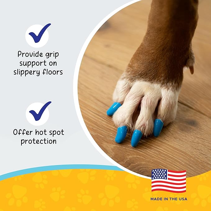 Soft Claws Nail Caps for Dogs with Non-Slip Design Made in USA - 40 Dog Nail Covers for Long-Lasting Protection of Floors and Furniture - Fourth of July (Red, Blue & Gold Sparkle), XXL