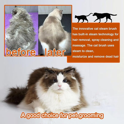 4 IN 1 Steam Pet Brush for Cats & Dogs, 84 Massage Teeth Spa-Level Electric Grooming Tool with Static-Free Shedding & Steam Cleaning, 150min Rechargeable Deshedder (Khaki)