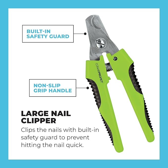 CONAIRPRO dog & cat Large Dog Nail Clippers, Built-In Safety Guard, Stainless Steel Cutting Blades, Non-Slip Grip, Precise Cut, Trimmer for Large-Sized Dogs,Yellow