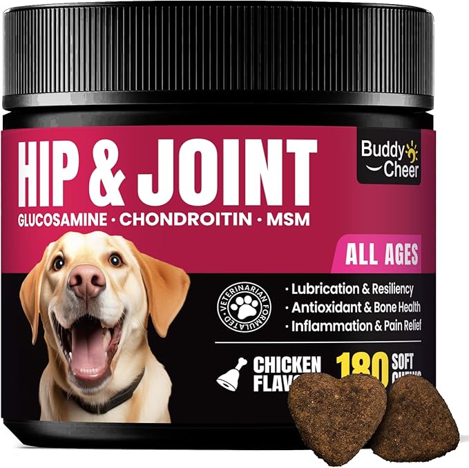 Glucosamine for Dogs Hip and Joint Supplement Chews, Chondroitin Joint Supplement for Dogs, Joint Chews for Dog, Dog Supplement for Joint Pain Relief - 60-Day Satisfaction Guarantee -180 Ct