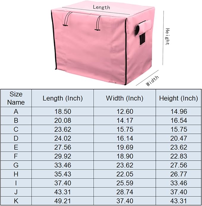Dog Crate Cover Waterpoof Pink Pet Kennel Covers for Puppy Cat Indoor Outdoor Fit for 1 Door Wire Crate, 24.02x16.14x20.47 Inch