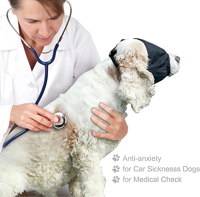 NACOCO Dog Calming Cap Eye Mask Nylon Shading Pet Anxiety Mask Muzzle for Grooming Anti Car Sickness (S)