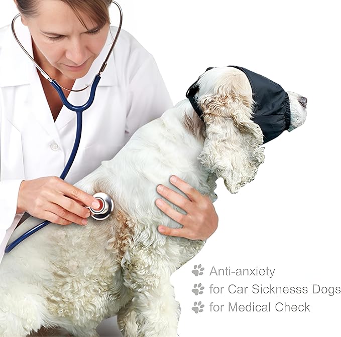 NACOCO Dog Calming Cap Eye Mask Nylon Shading Pet Anxiety Mask Muzzle for Grooming Anti Car Sickness (M)